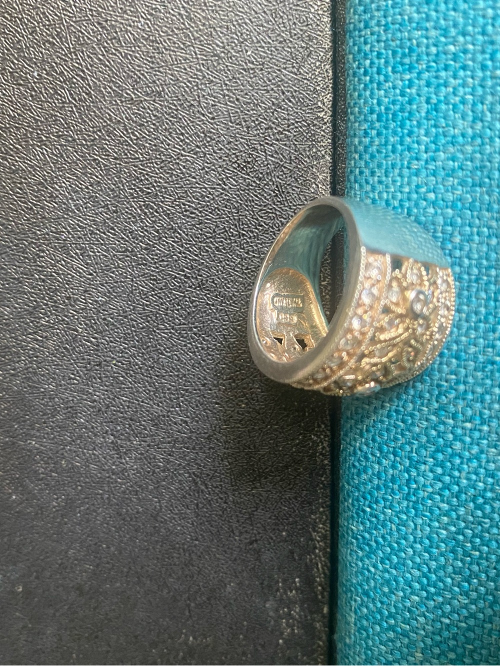 Sterling Silver Crystal Accent Wide Band Ring